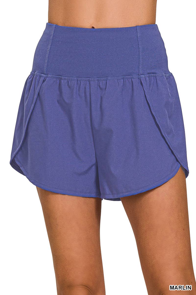 42POPS - Wholesale Athletic Shorts - Women's - ,,,..High Waisted Zippered Back Pocket Running Shorts1
