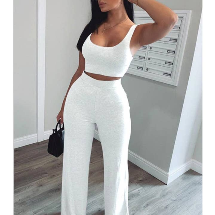 Your Beautiful Boutique – wholesale Top & pants set (NOT Loungewear) – Women's – Women Fashion Casual Solid Color Tank Top Pants Set