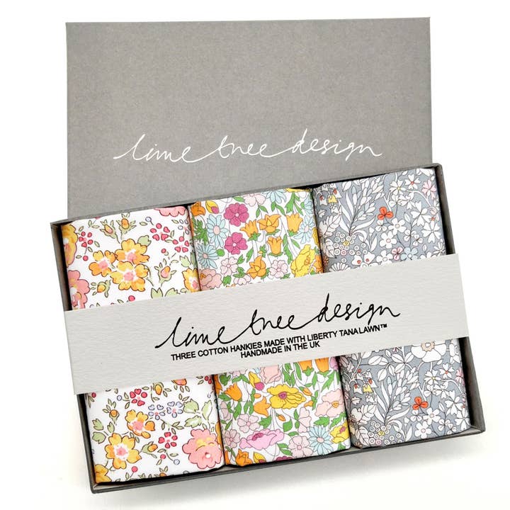 3 Hankies made with Liberty Tana Lawn - Saffron for wholesale by Lime Tree Design