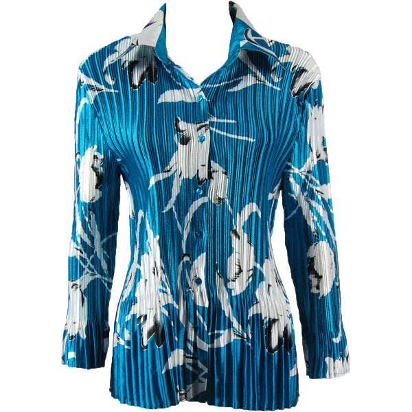 The Magic Scarf Company - Wholesale Button Down Shirt - Women's - 1148 - Satin Mini Pleats Blouses24