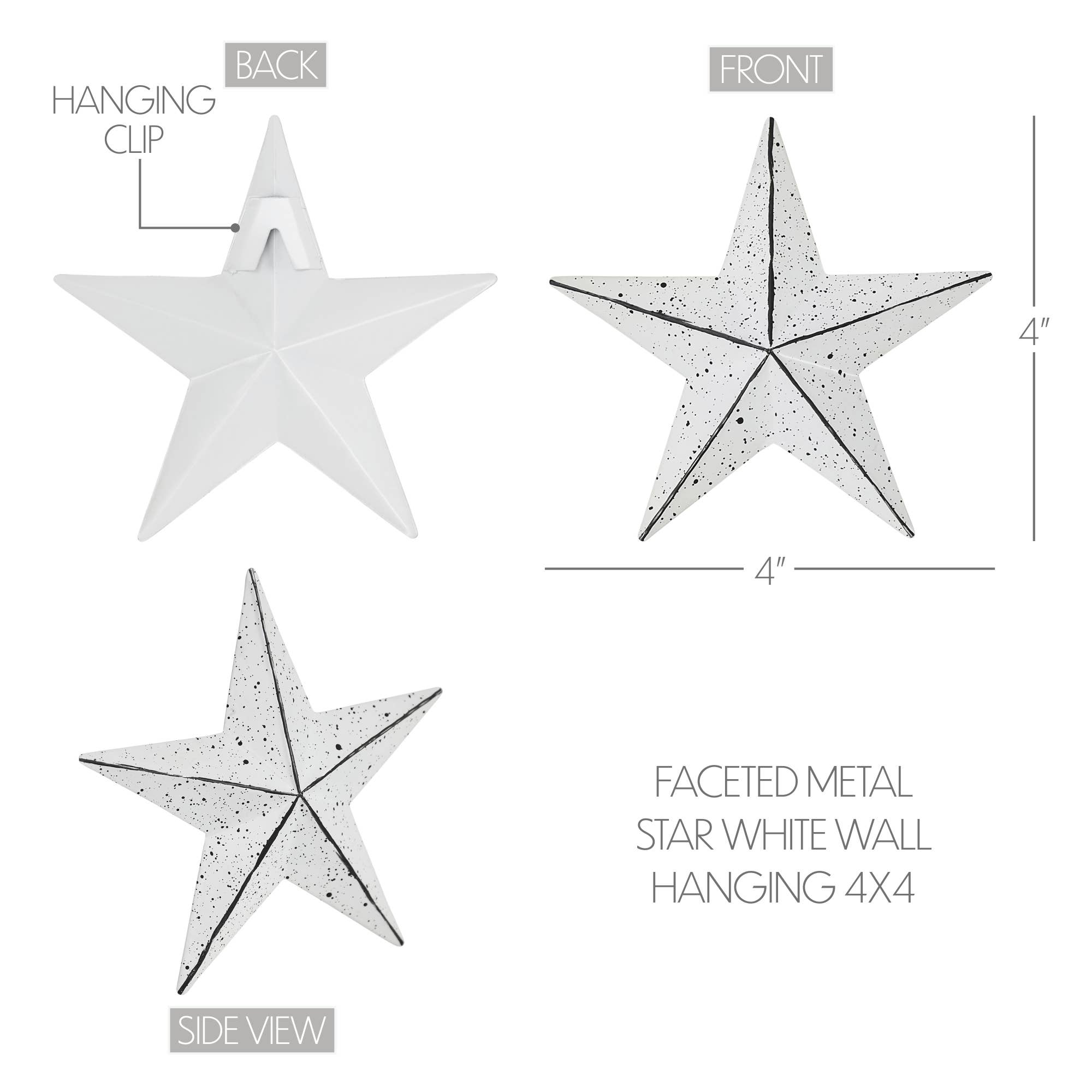 VHC Brands - Wholesale Wall Accent - Metal Star Speckled White Distressed 4x44