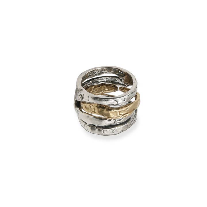 Mandile Gioielli - Wholesale Band/Stacked Ring - Unisex 925 silver band ring and bronze element (AR004b)3
