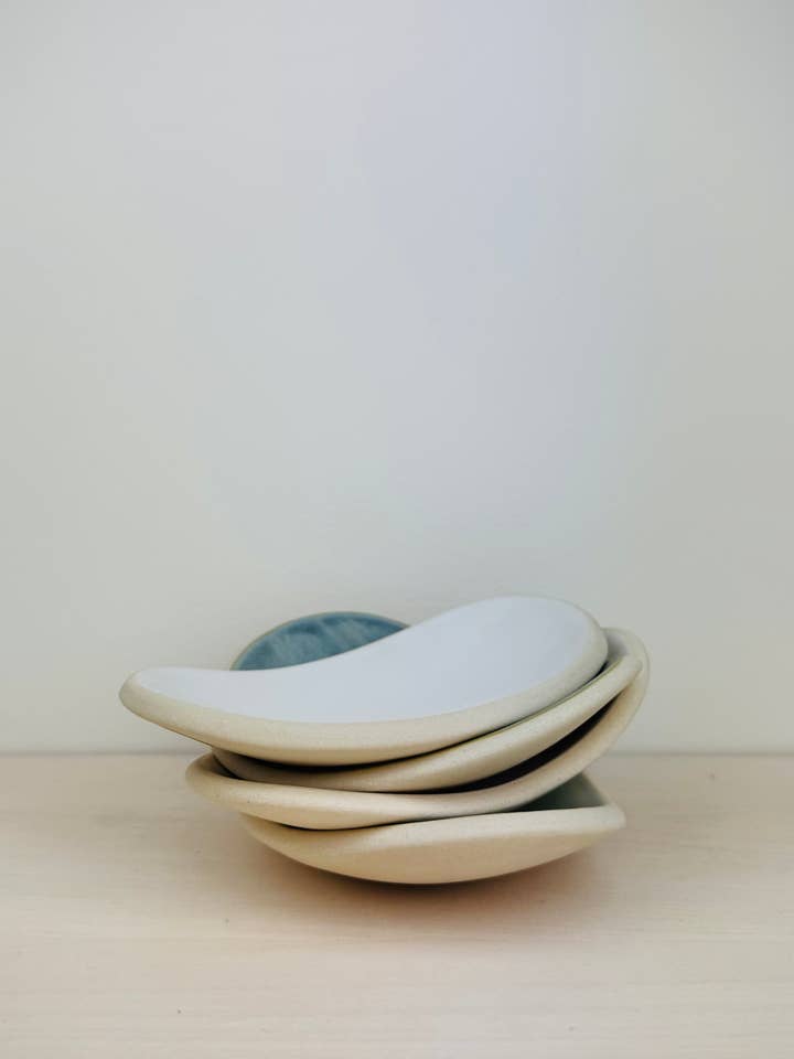 Little Pebble Dish | White Stoneware Clay for wholesale by Wishbone Pottery