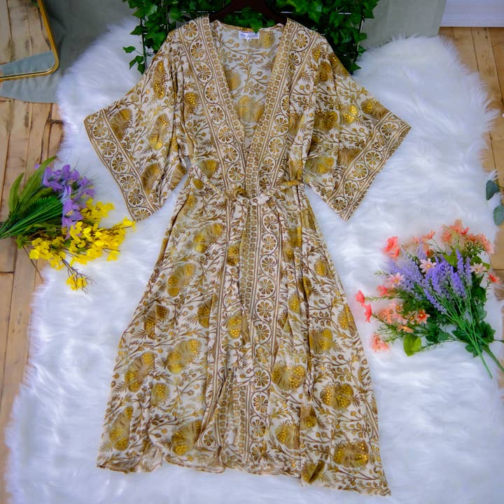 Karma Nepal Crafts - Wholesale Kimono - Women's - Silk Bohemian Style Long Kimono