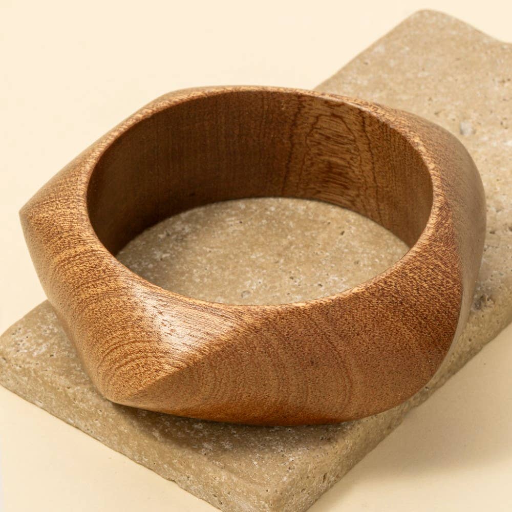 BR Pentagon Shape Wooden Bangle Bracelet for wholesale on Faire0