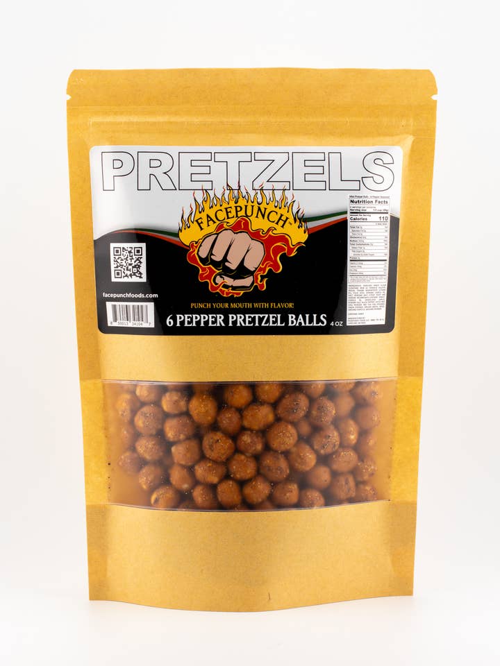 6 Pepper seasoned Pretzel balls for wholesale by Facepunch Foods