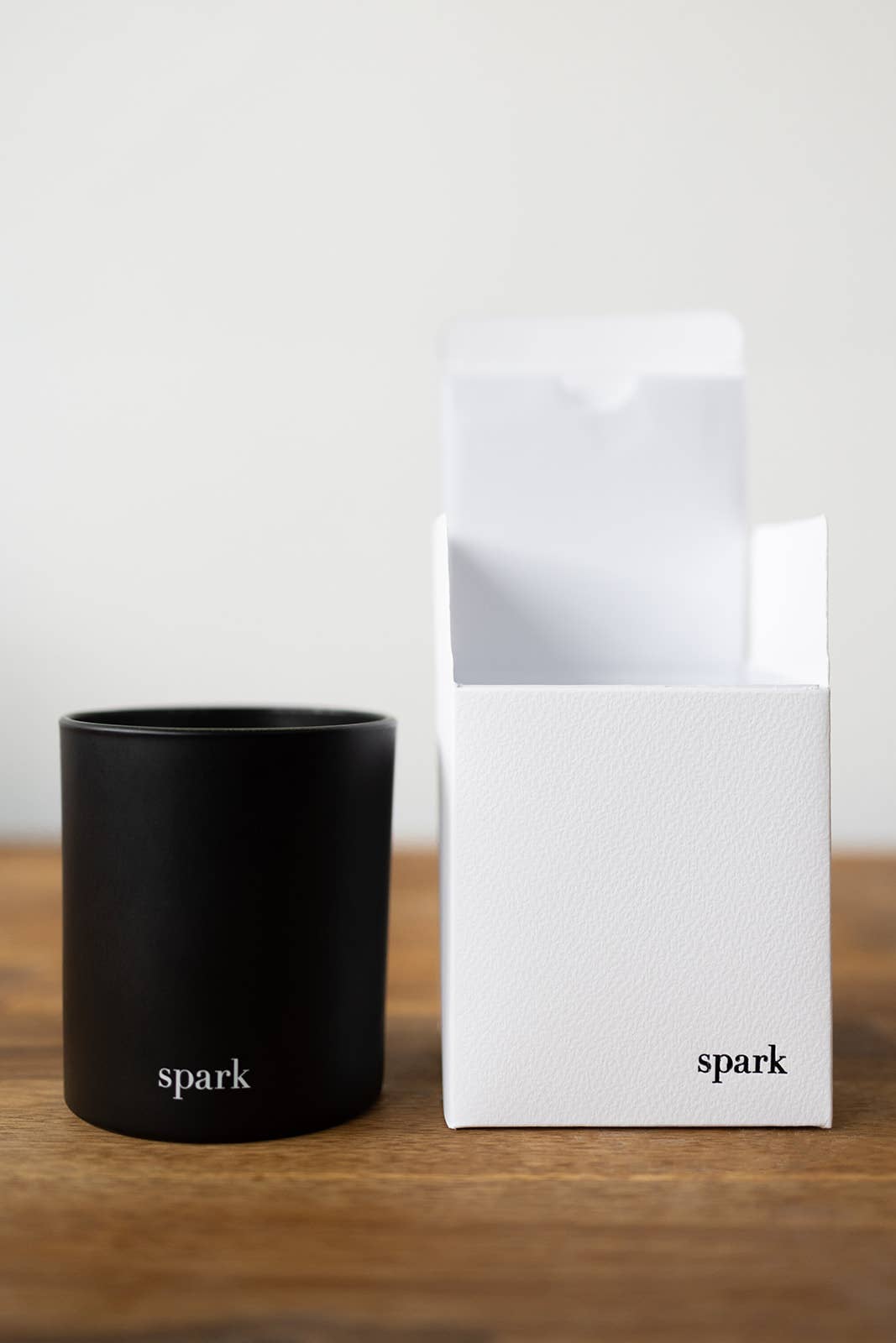 Spark Candles - Wholesale Jar/Filled Candle - Spark Candles - 10oz Matte Black Glass Soy Candle + Gift Box3