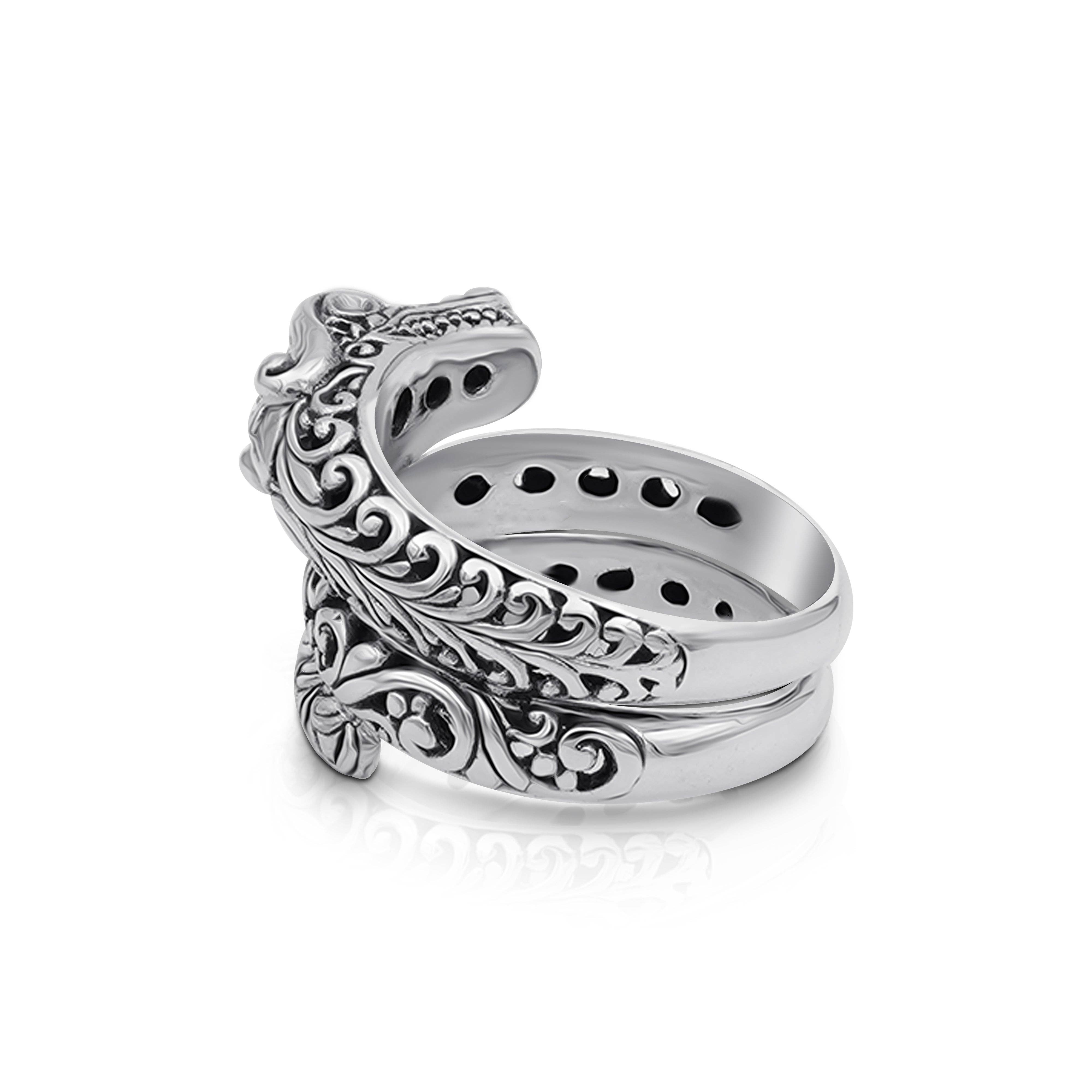 Damai Designs - Wholesale Cocktail/Statement Ring - Artisan Balinese Sterling Silver Dragon Ring with Garnet3