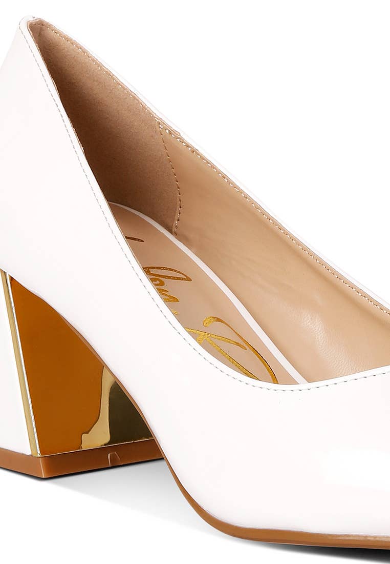 Rag Company – wholesale Low heels – Women′s – Zaila Metallic Accent Block Heel Pumps5