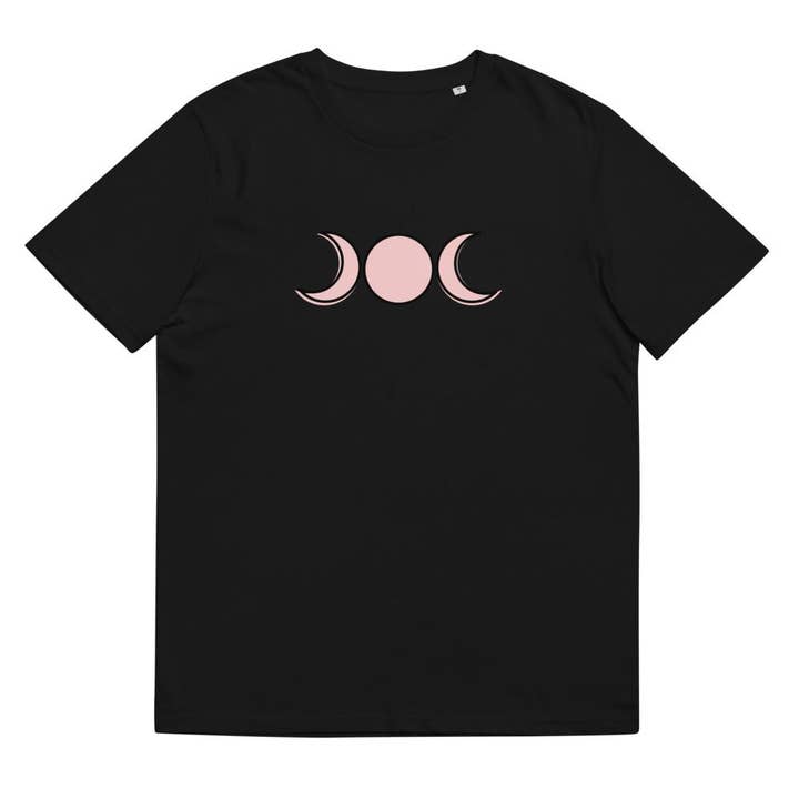 Camiseta unisex de algodón orgánico Goddess Triple Moon Pink para venta al por mayor de Bow Arrow by Silvia