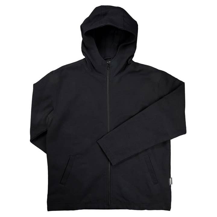 Giacca con cappuccio nera, giacca a trama grossa, cotone, felpa con cappuccio per la vendita all'ingrosso da parte di Tribal Trade GmbH