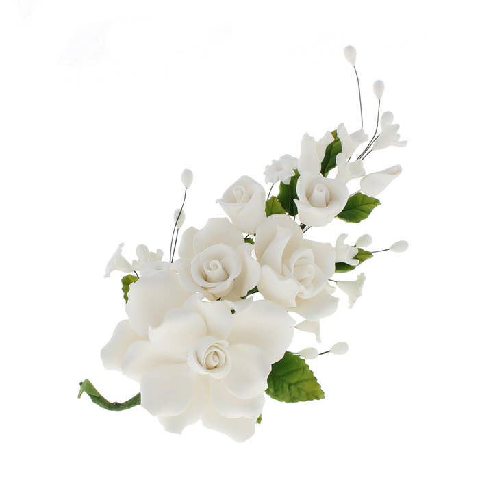 Wedding Cake Spray, Premium Rose Spray by Global Sugar Art, Large, White, 1 Count for wholesale by Global Sugar Art