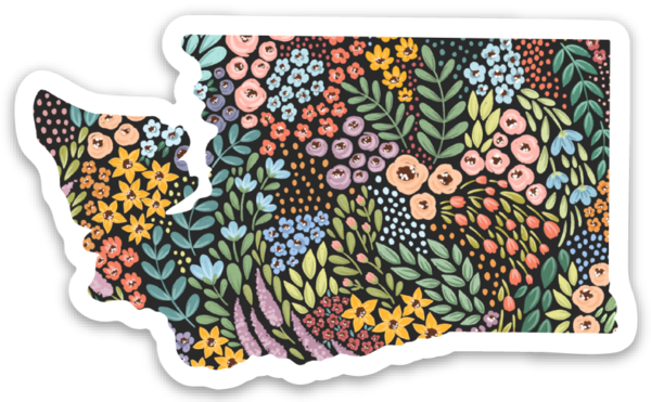 Elyse Breanne Design - Wholesale Sticker - Washington State Floral Sticker 3x2in.0