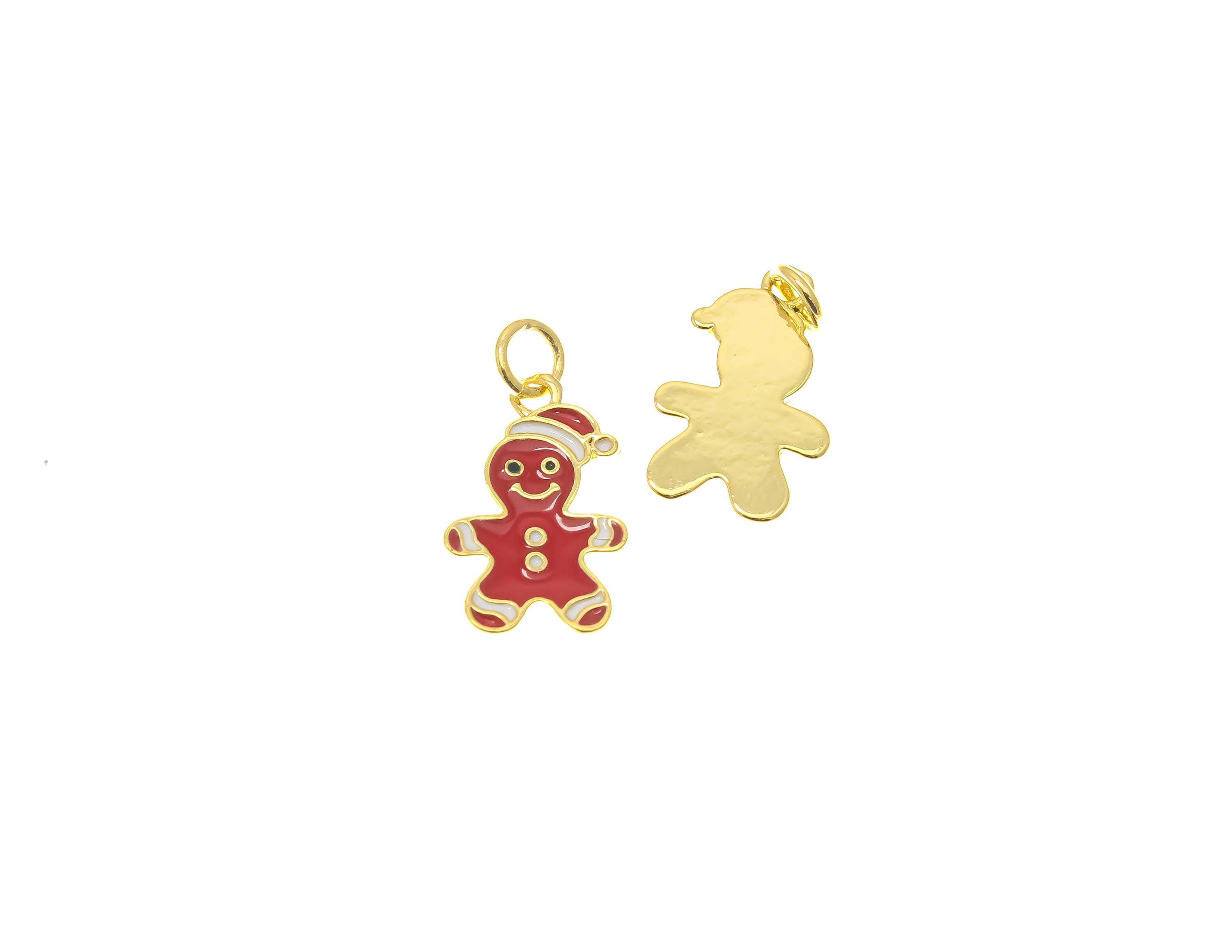 Jewel Pledge - Wholesale Individual Charm/Pendant - 18k Gold Gingerbread Man Charm Christmas Pendants CPG8084