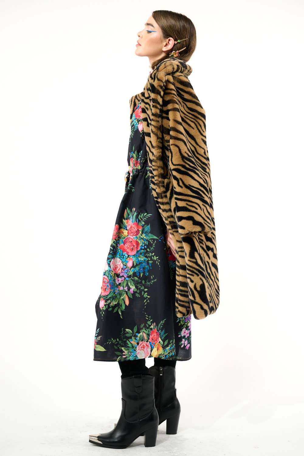 Black Floral Zinnia Shirt-Dress for wholesale on Faire27