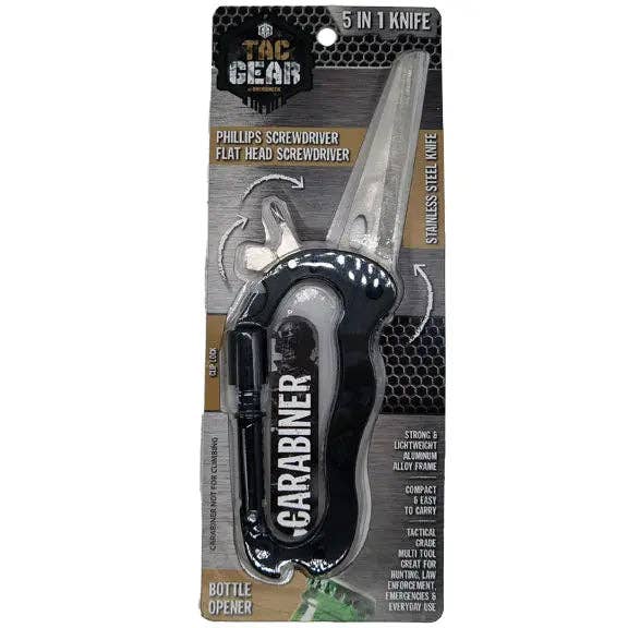 Novelty Closeout - Wholesale Handy Tool - Tac Gear Carabiner 5-In-1 Knife Tool - 6/Pack1