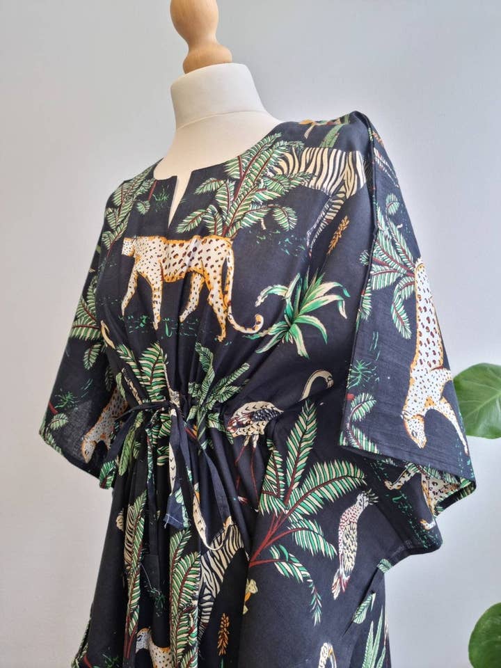 Essential Designs London – wholesale Kaftan – Women's – Pure Cotton Kaftan Kimono in Safari print4