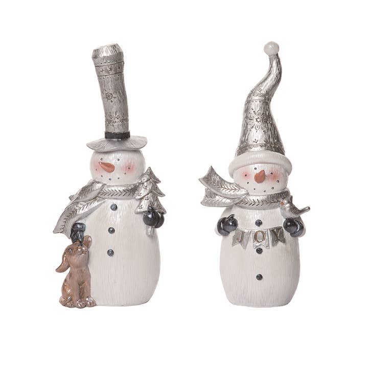 Transpac - Wholesale Decorative Figurine - CLOSEOUT Christmas Small Metallic Snowman Figurine Set 2