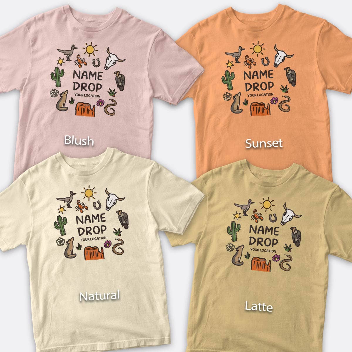 RetroPlanet - Wholesale Screen Printed T-Shirt - Kids - Desert Doodles Icons Name Drop Youth T-Shirt XS-XL8