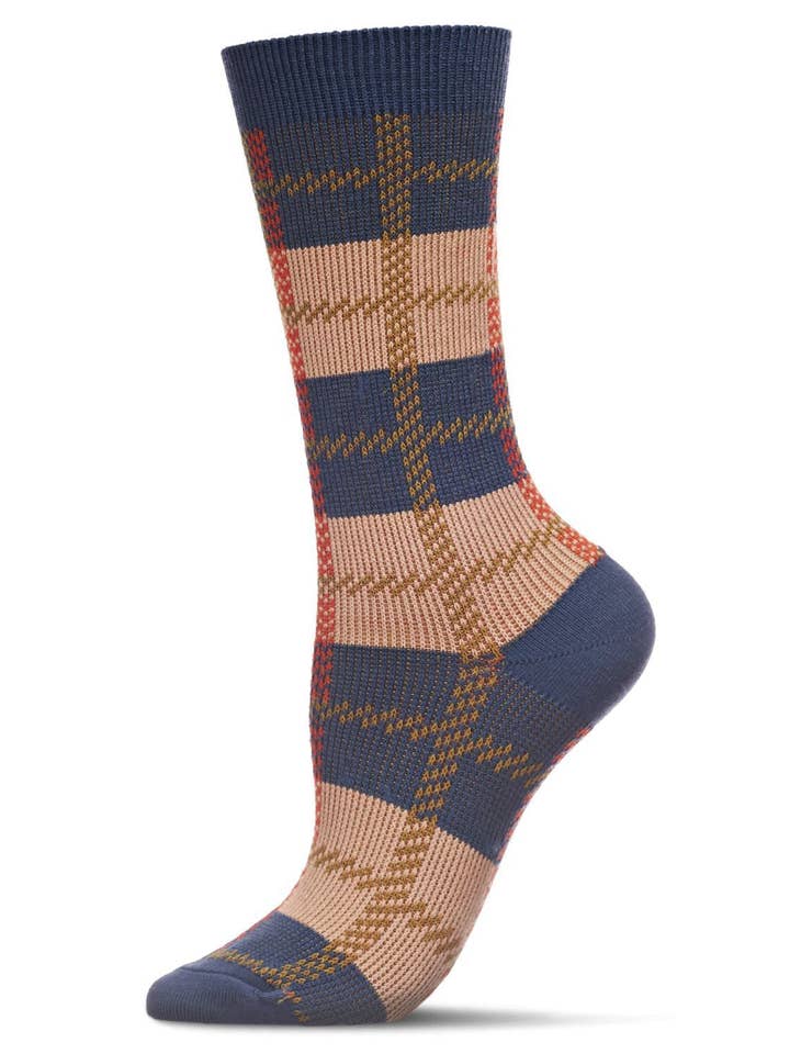 Retro Plaid Cotton Blend Crew Socks for wholesale by Infinity Classics International Inc.