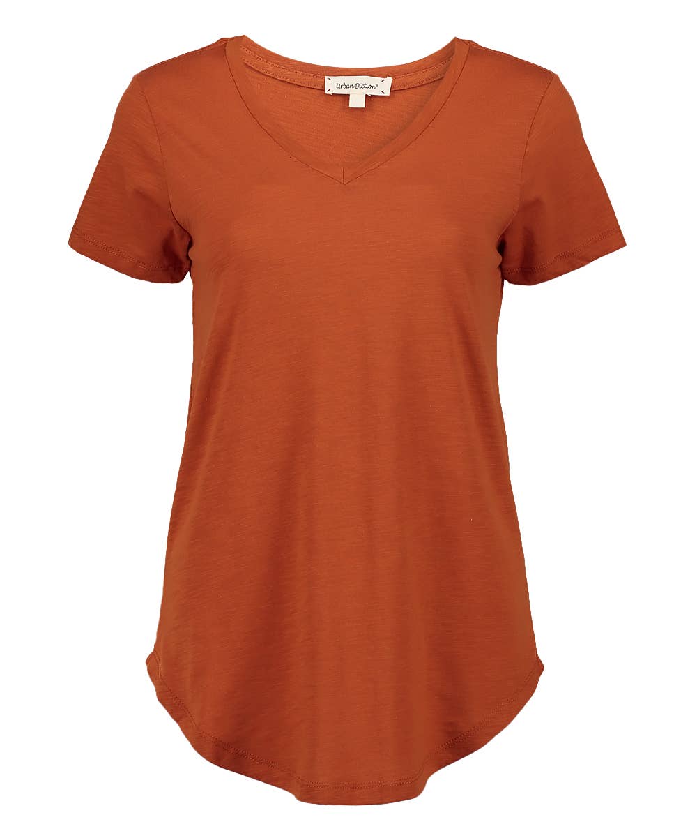 BORDEAUX, ROEST, TAUPE, BRUIN Burgundy & Rust t-shirt met ronde zoom - set van vier voor groothandel op Faire3