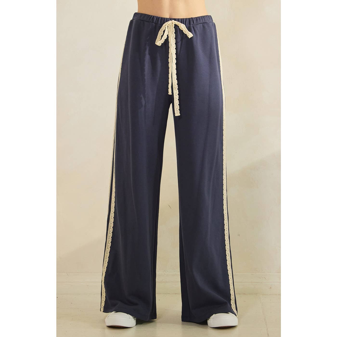 mittoshop - Wholesale Pants - Women's - LACE STRIPED ELASTIC WAIST TERRY SWEATPANTS26