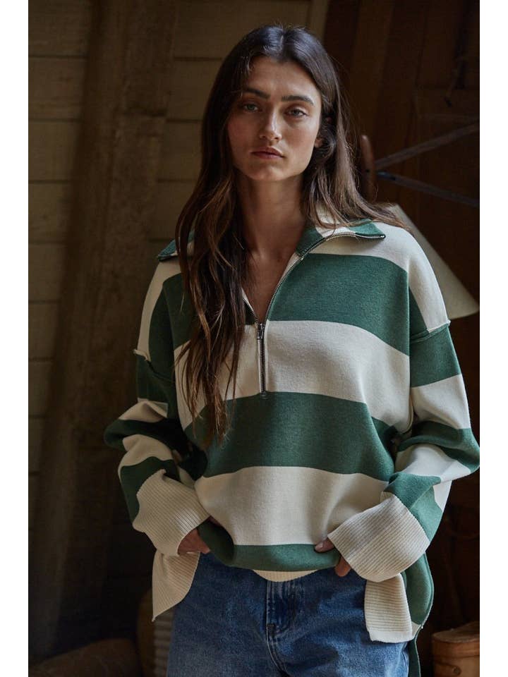 By Together - Wholesale Knit Sweater - Women's - W2199 | Knit Sweater Polyester Viscose Striped Turtleneck Dr