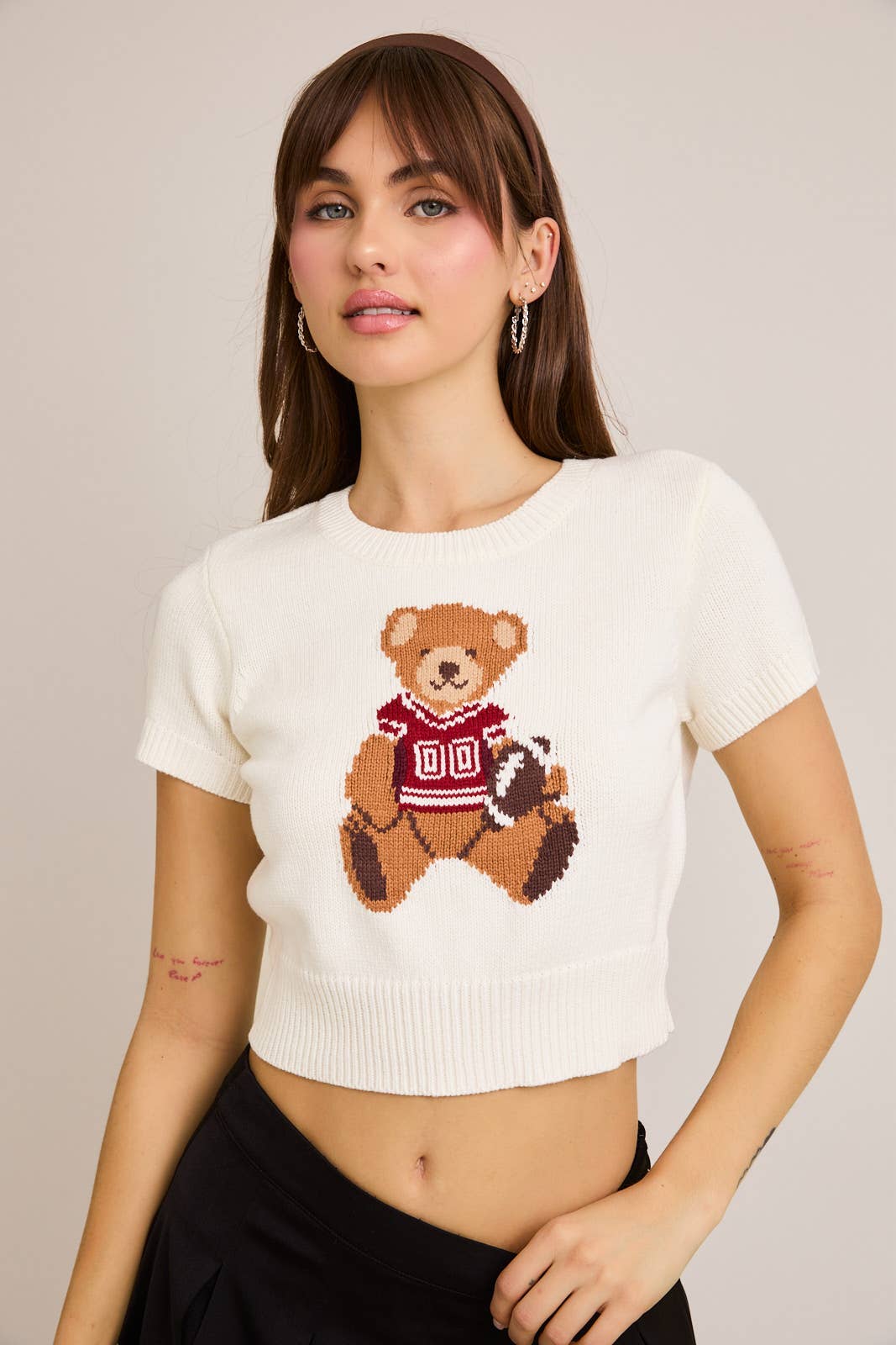 LE LIS - Wholesale Knit Top - Women's - SHORT SLEEVE CREW NECK TEDDY BEAR SWEATER TOP24