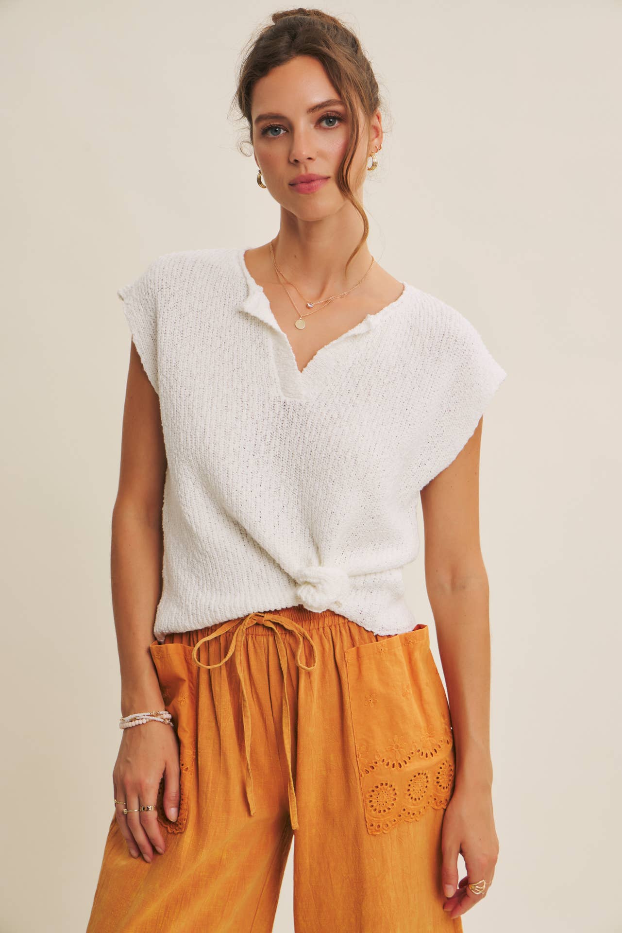 in february - Wholesale Knit Sweater - Women's - RELAXED FIT SLUB KNIT SWEATER TOP WITH SPLIT NECK6