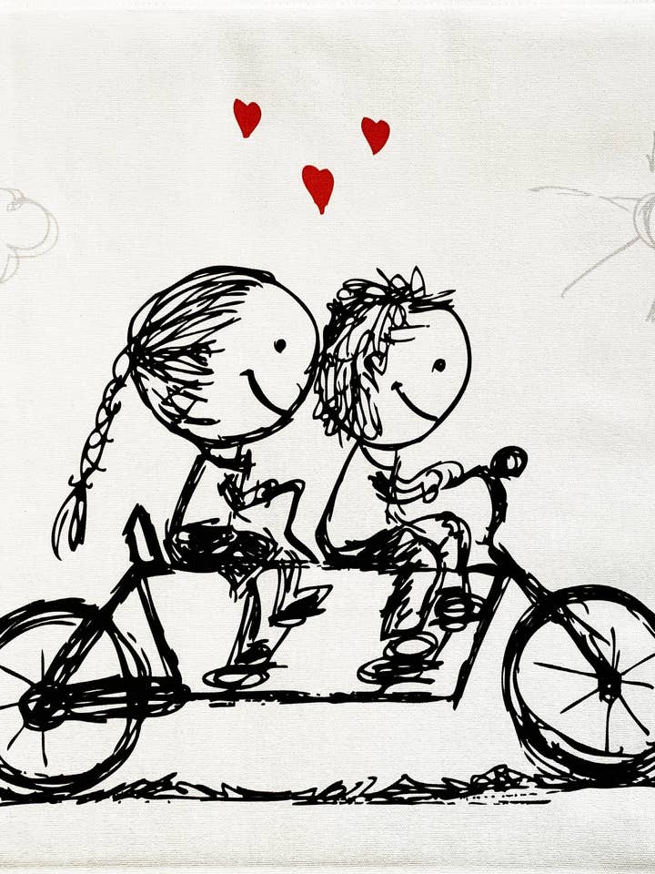 A bicycle made for two Large Cotton Tea Towel for wholesale by Half a Donkey
