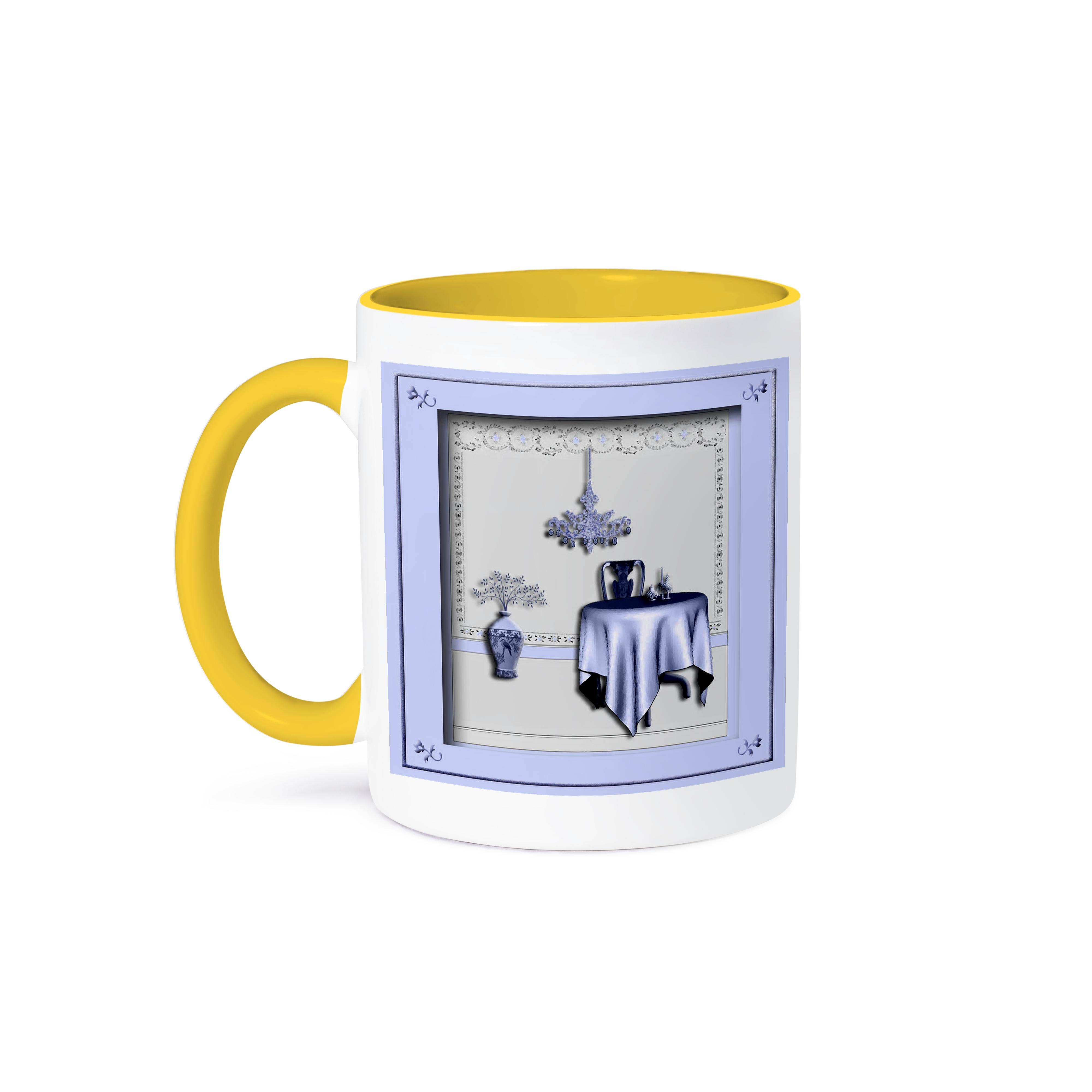 3dRose - Vendita all'ingrosso Tazza - 3dRose, Stanza con Tavolo e Sedia Blu, Tazza0