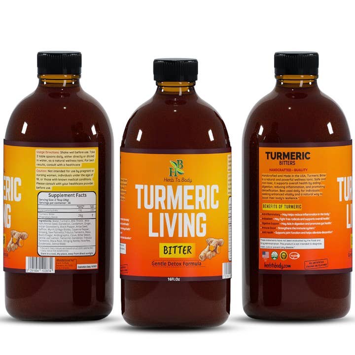 Herb To Body - Wholesale Oral Supplement/Vitamin - Turmeric Living Bitter Oral Supplement 16oz
