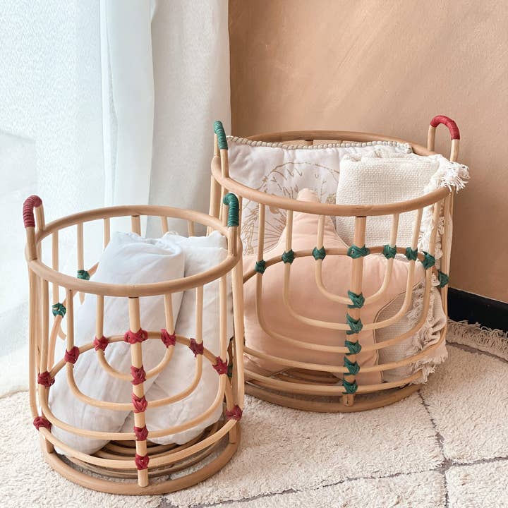 MOMIJI - Wholesale Basket - Kids & Baby - Handcrafted- Iris Storage Baskets (Set of 2) - Rattan Wicker2