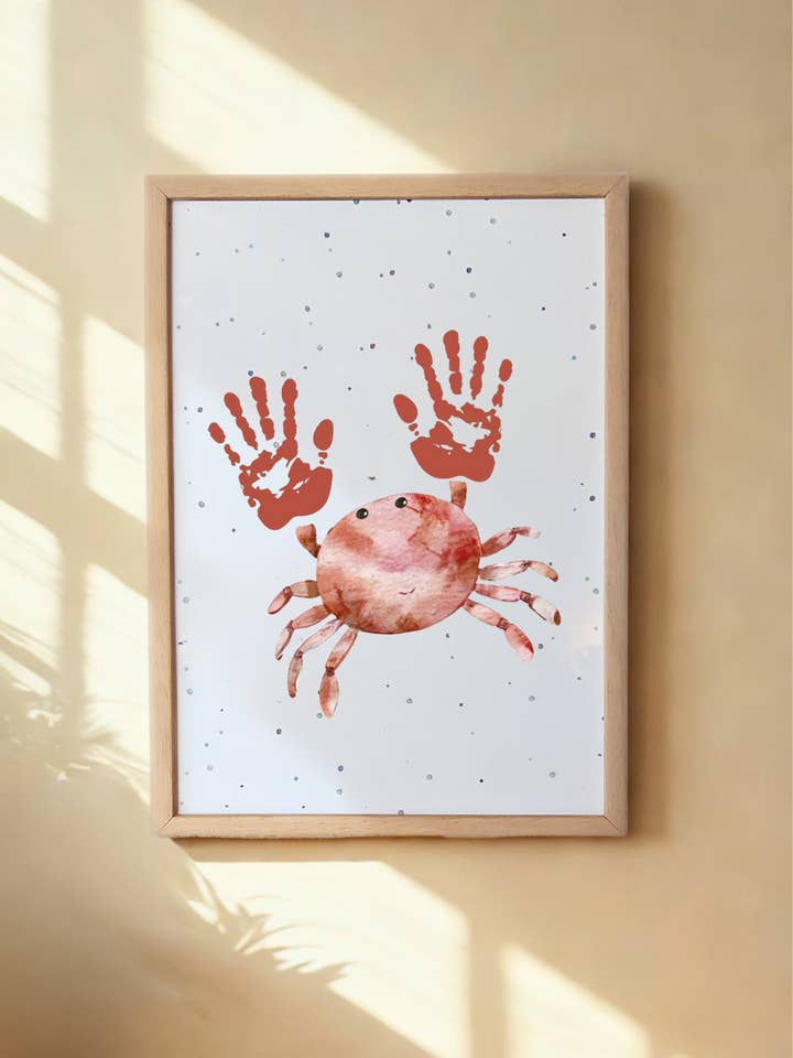 Crab Handprint Keepsake Print - A4 for wholesale by Tiny Tiptoes