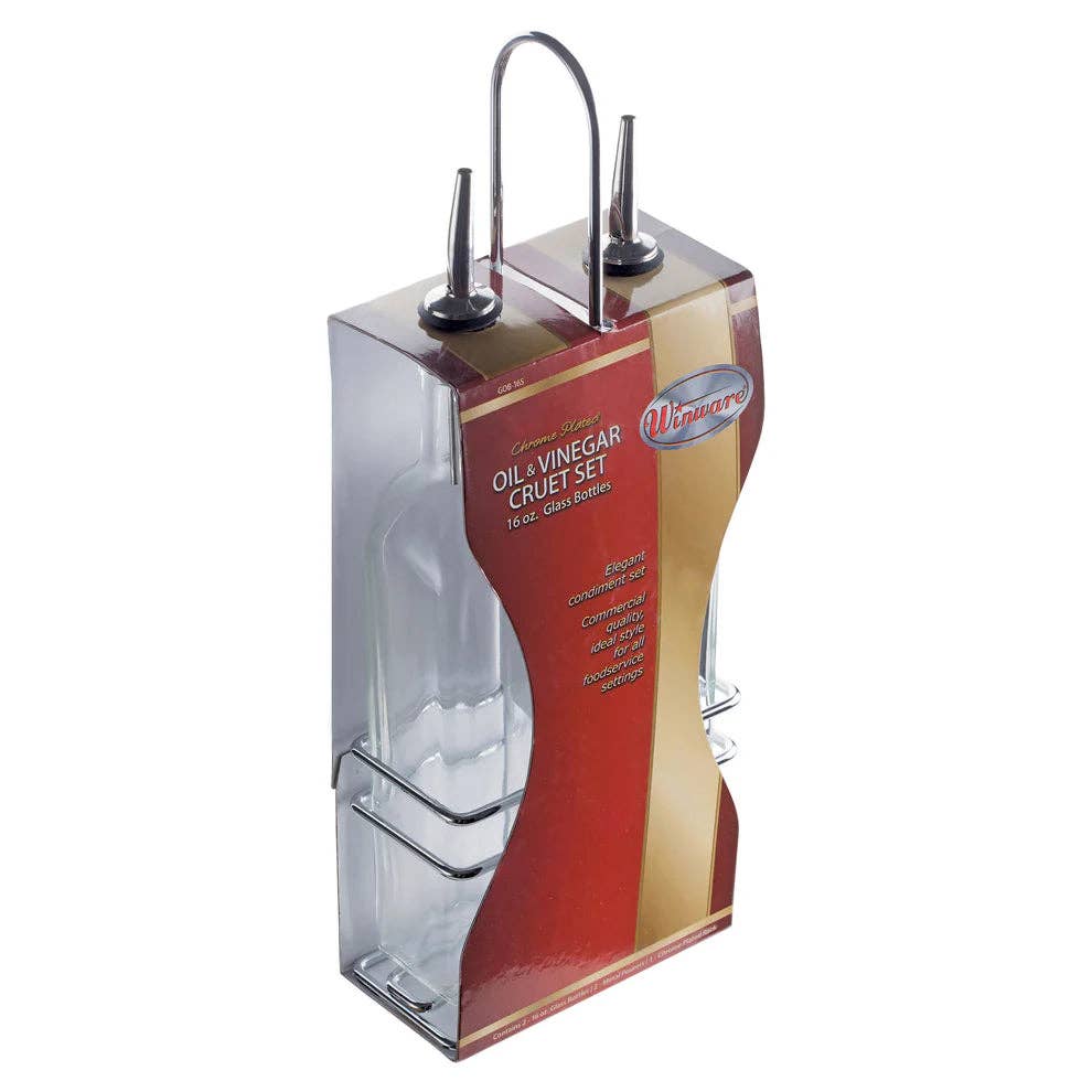 EcoQuality - Vente Distributeur d'huile et de vinaigre - Ensemble de carafes GOB-8S/16S 8oz & 16oz avec support et 2 bouteilles2