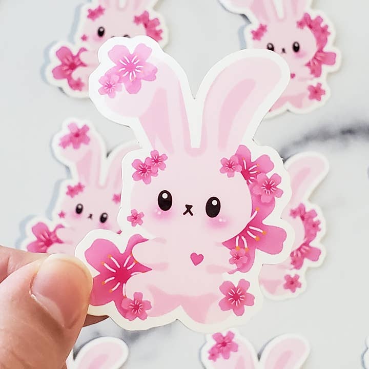 Muijistudio - Wholesale Sticker - Sakura Bunny Vinyl Sticker | Cherry Blossom Rabbit decal0