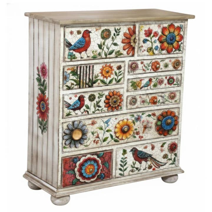Mini Chest Mango Wood 10 Drawers Garden 72x30x90cm for wholesale by Shared Earth