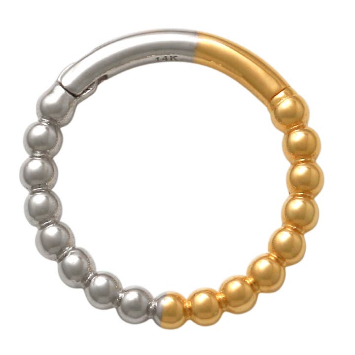 Zahav Jewelry - Vente Créoles - Anneau Clicker de Septum Bicolore en Or Massif 14kt 10mm #2