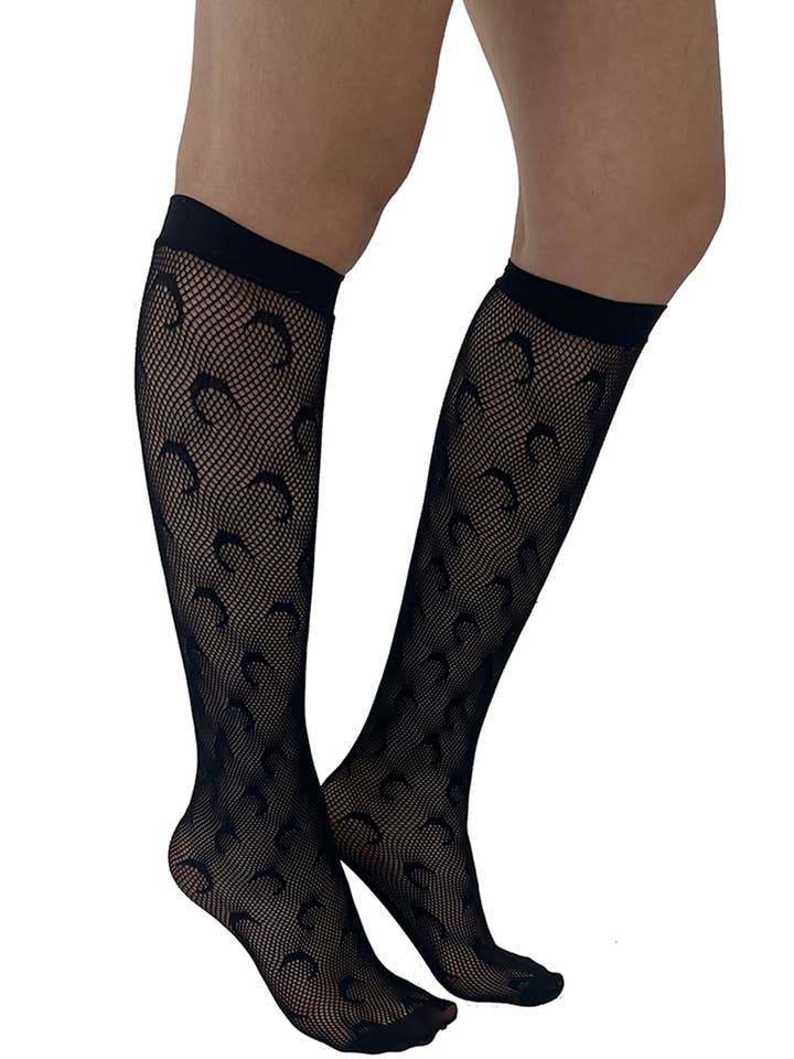 Crescent Moon Net Knee Socks - Clearance for wholesale by Pamela Mann
