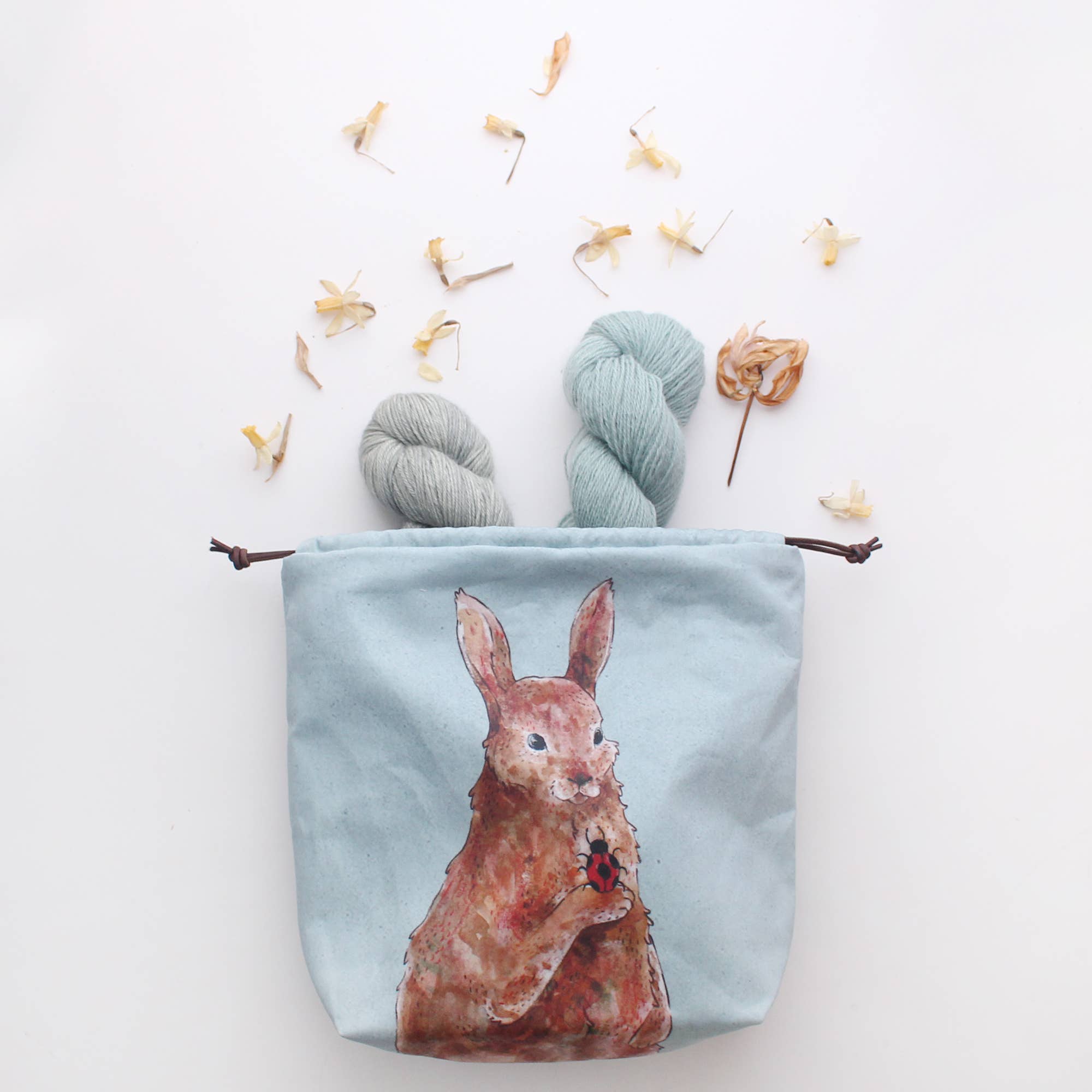 The Blue Rabbit House - Wholesale Drawstring Bag - Unisex - Penelope the Rabbit | Project Bag1
