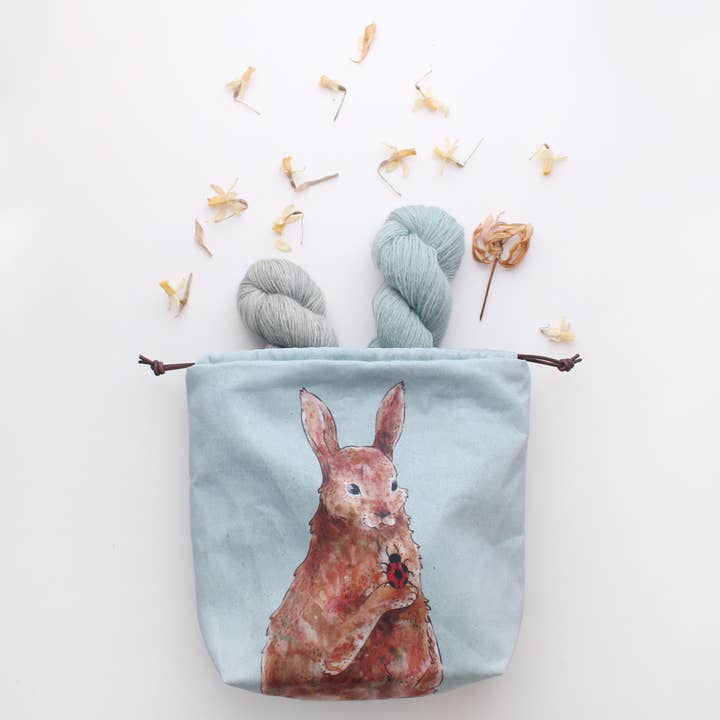 The Blue Rabbit House - Wholesale Drawstring Bag - Unisex - Penelope the Rabbit | Project Bag1