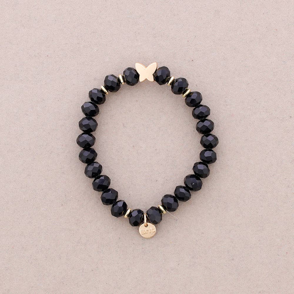 Sonata - Wholesale Beaded Bracelet - Elastic Bracelet with Faceted Crystal Butterfly Metal6