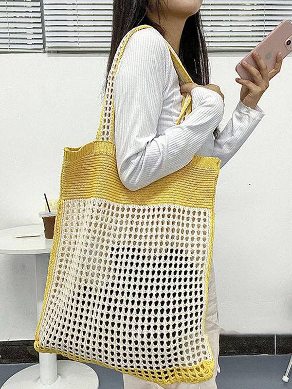 UZ Wholesale Store – wholesale Beach bag – Beach Contrast Color Hollow Bags Accessories9