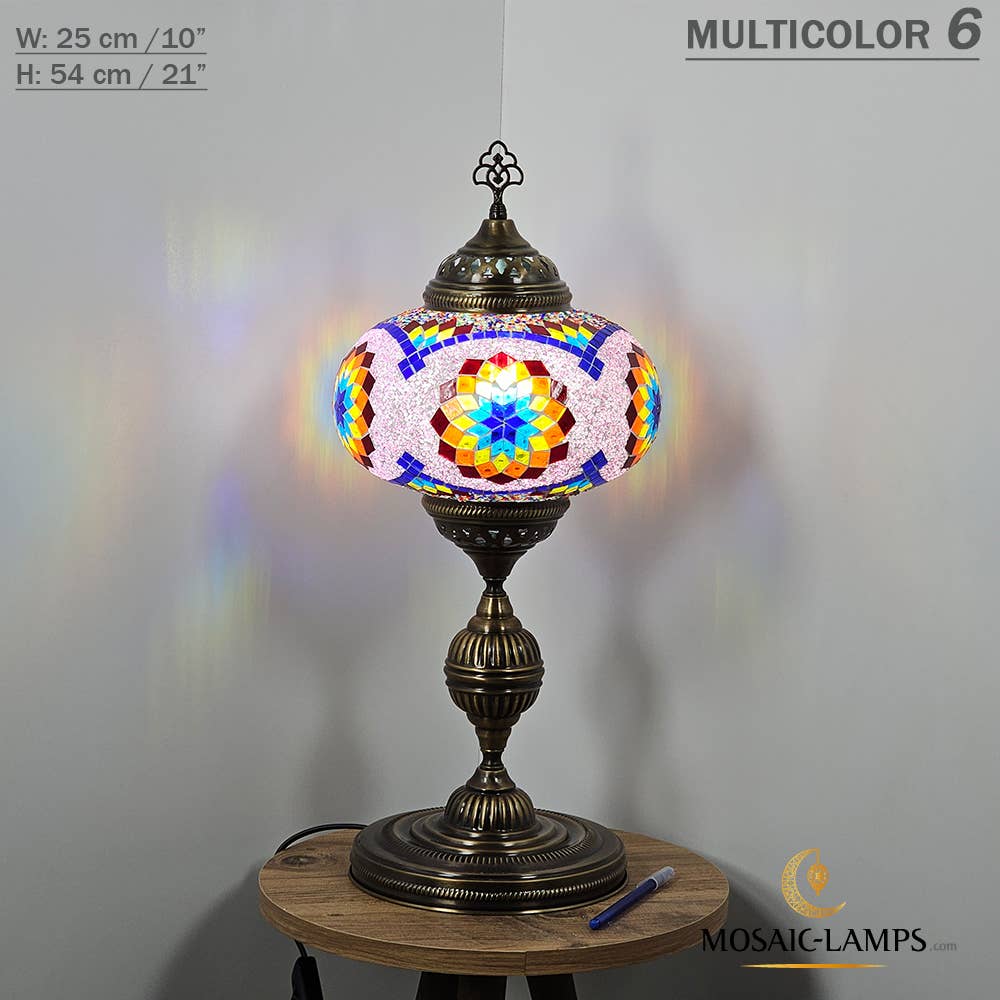 Mosaic Lamps - Wholesale Accent/Desk Lamp - 10+ Colors - Turkish Mosaic X Large Globe Table Lamp, Marrak46