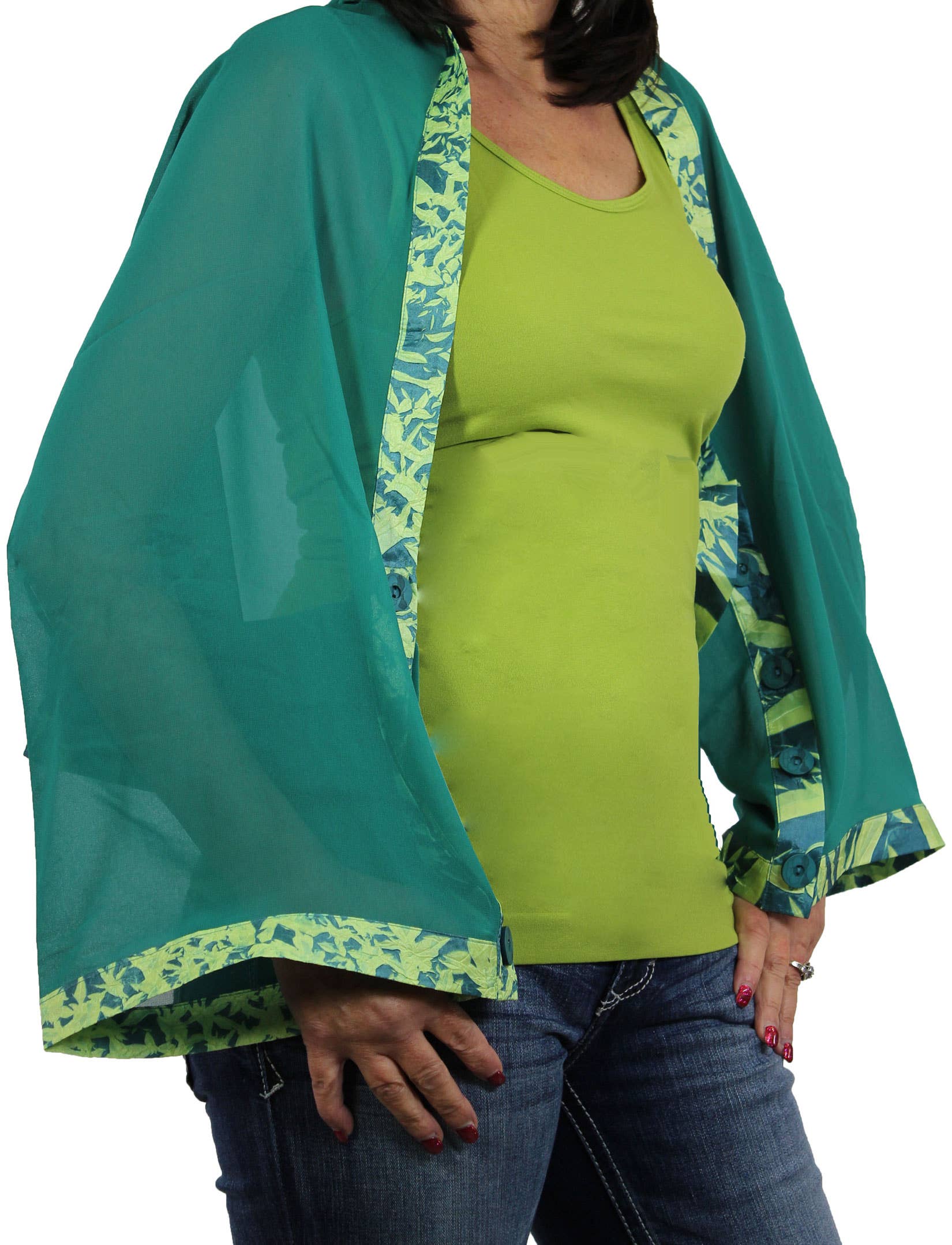 The Magic Scarf Company – wholesale Wrap – Women's – 1036 - Origami Trim Button Shawl/Shrug13