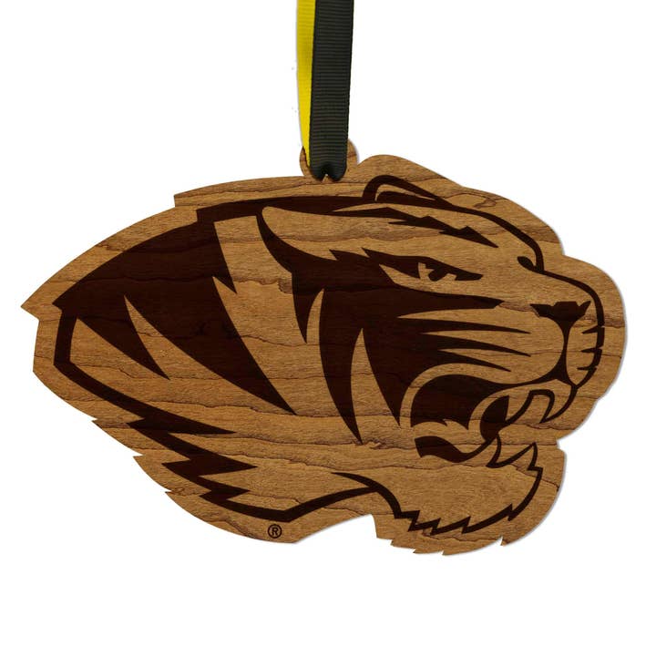 University of Missouri Tigers Ornament – Crafted from Cherry and Maple Wood – Mizzou Tigers for wholesale by LazerEdge