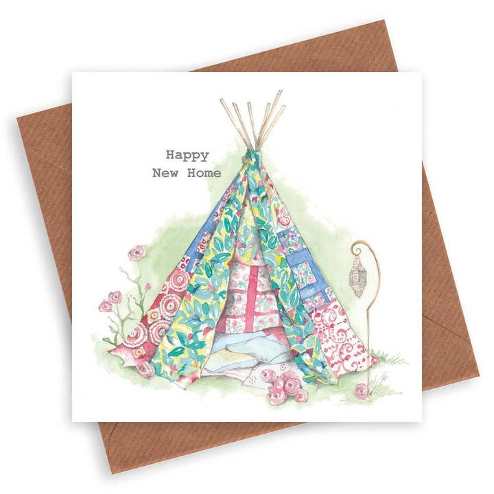 New Home Card - Luxury Tent Fold Greeting Card With Kraft Envelope Included for wholesale by Crumble & Core