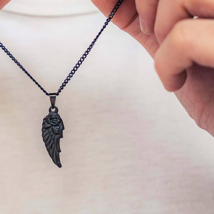 Men's Necklace - Black Wing for wholesale by Made By Nami