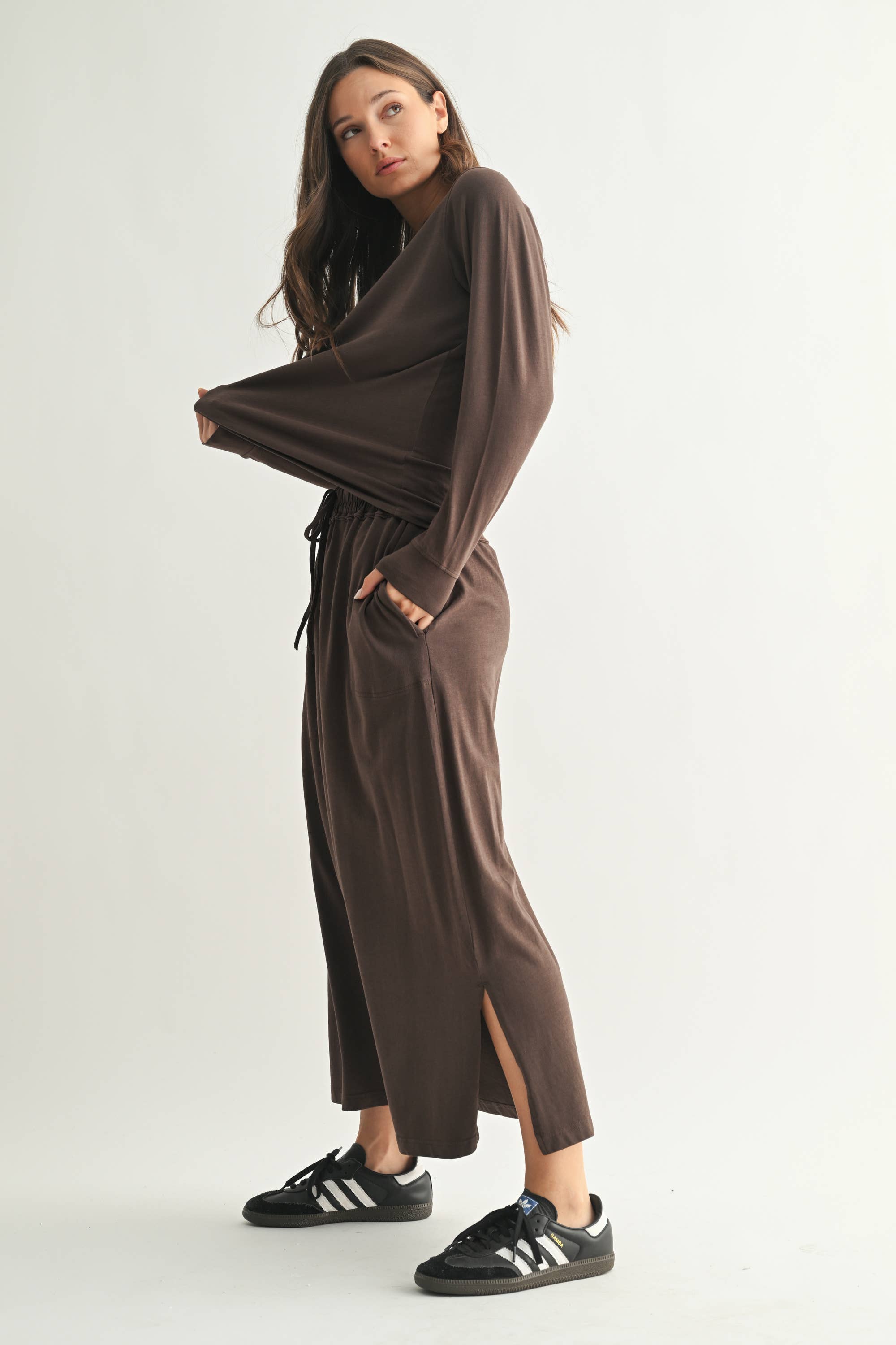 Mono B - Vendita all'ingrosso Maglietta - Donna - Maglia a Maniche Lunghe in Cotone Pima Stonewash a Taglio Ampio25