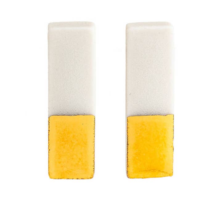 Gold Dipped Bar Earrings for wholesale by Jenna Vanden Brink Ceramics
